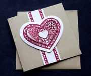 Cream Lacy Heart - Handcrafted Valentines or Anniversary Card - dr16-0019